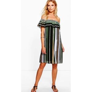 Striped Off the Shoulder Dress